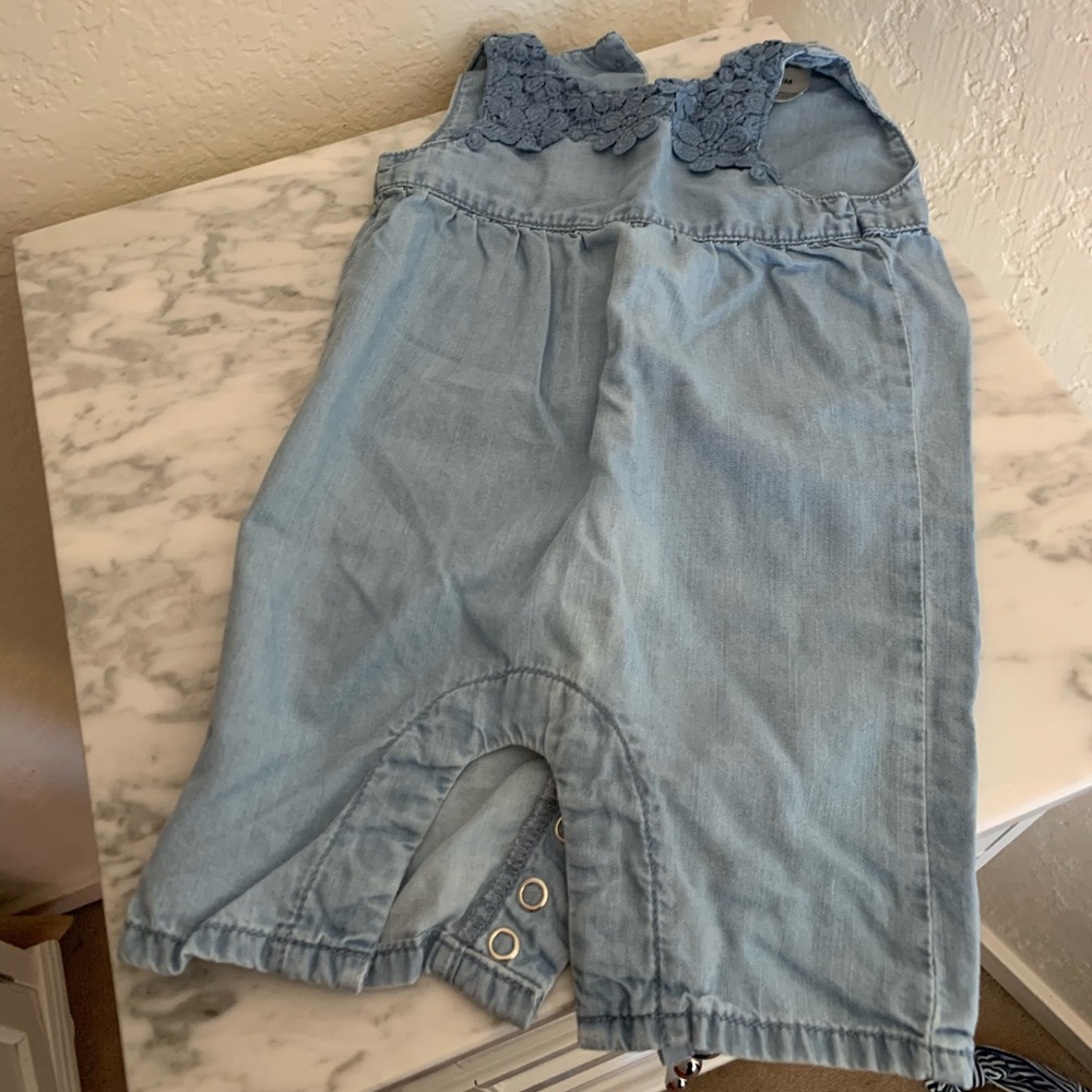 OSHKOSH Floral Trim Chambray Romper